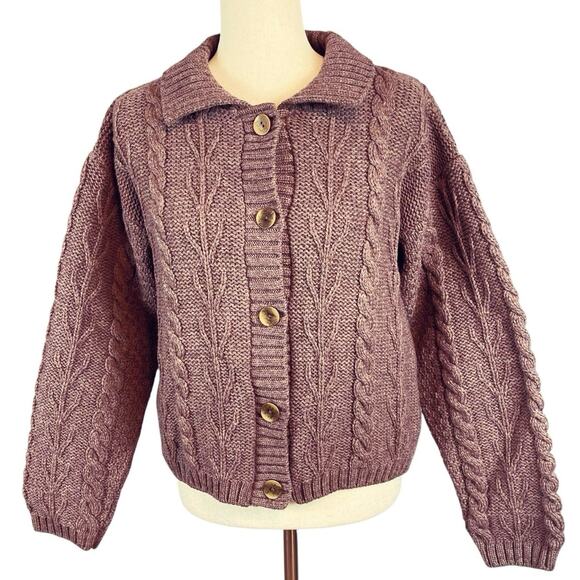 Doogan Donegal Ireland Irish 100% Wool Cardigan Sweater Light Purple Small - Picture 1 of 7